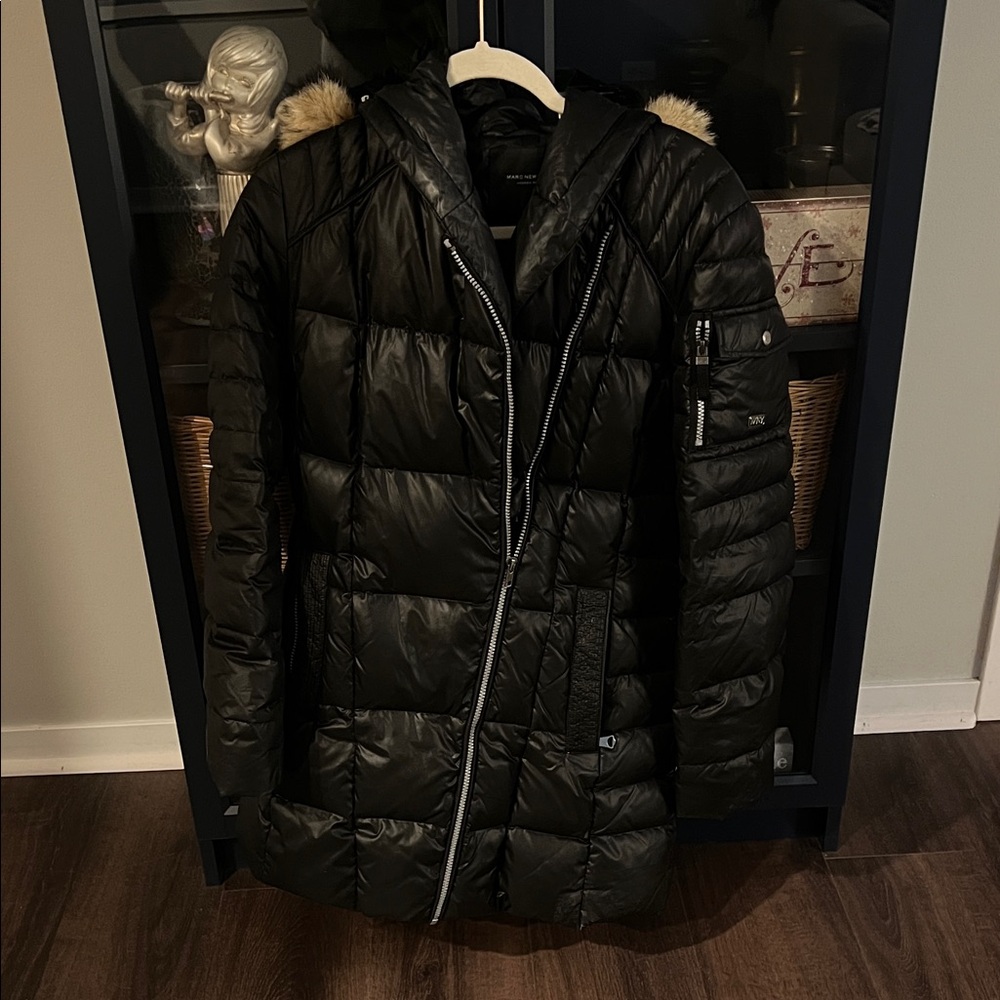 Marc New York Black Coat with White Trim
